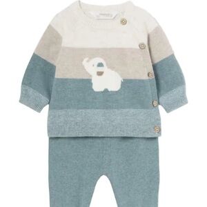 Mayoral Blue and Cream Elephant Baby Sweater Set